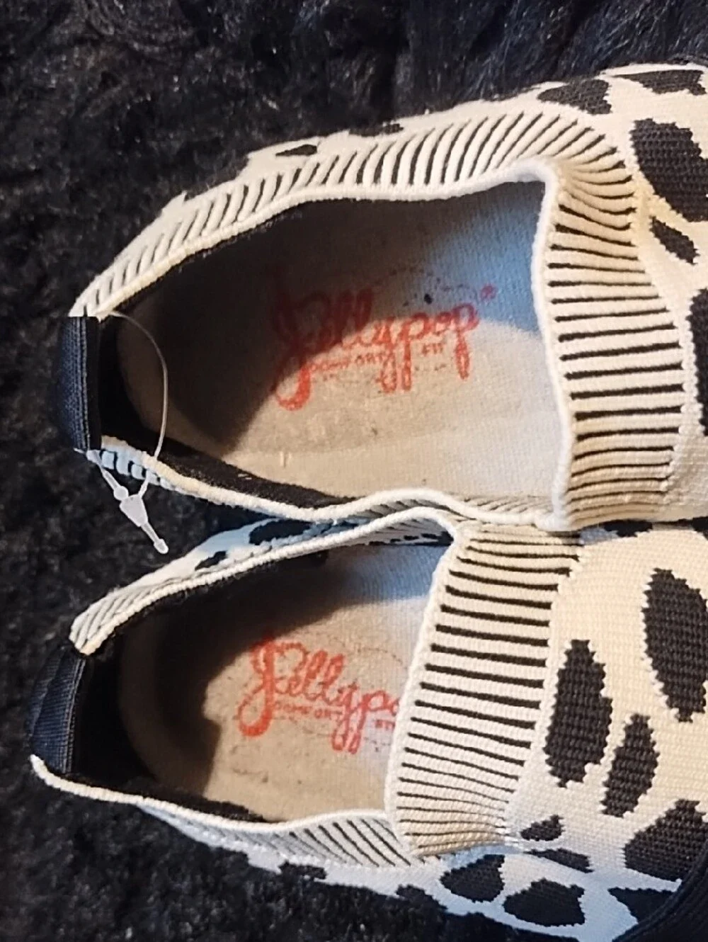 Jellypop Slip-On Mixed Animal Print Sneakers - Black, White & Brown VGC Size 8.5